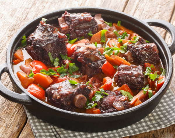 Traditional,Spanish,Dish,Slow,Cooked,Oxtail,In,Red,Wine,Sauce